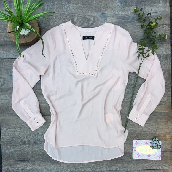 Ivanka Trump Tops - IVANKA TRUMP LIGHT PINK GOLD EMBELLISHED SHEER TOP